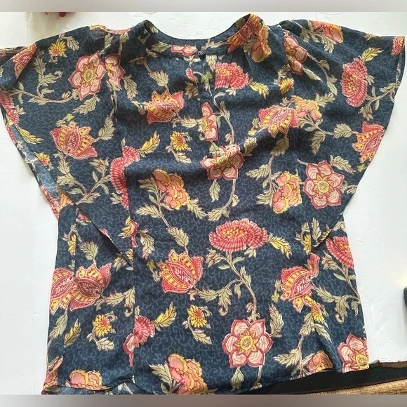 Chaps Women’s Size‎ M Blue Short Sleeve Henley-New - Picture 7 of 11